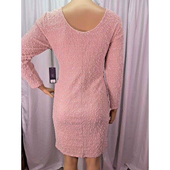 Jennifer Lopez XXL Pink Textured Sequin Sheath Dress Long Sleeve Party Cocktail - Picture 6 of 16